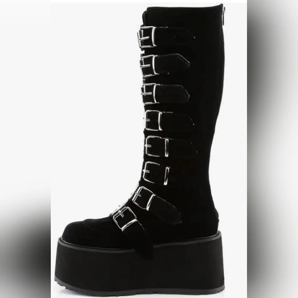 UniqueStride Chunky Heel Goth Platform Boots